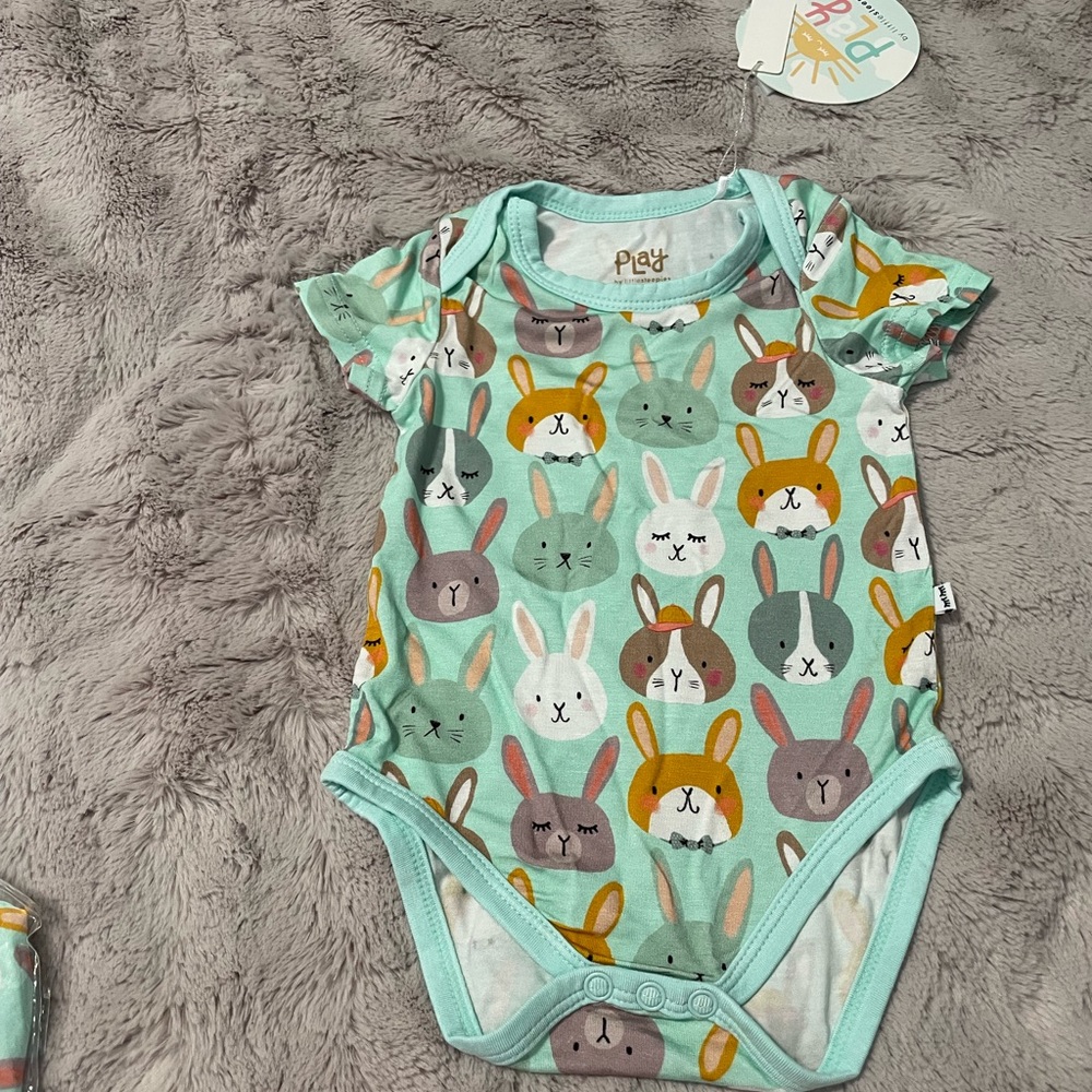 3-6M Rad Rabbits Little Sleepies Short Sleeve Bodysuit